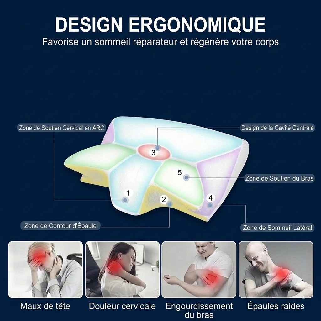 Oreiller de Soutien Cervical – Mousse à Mémoire de Forme